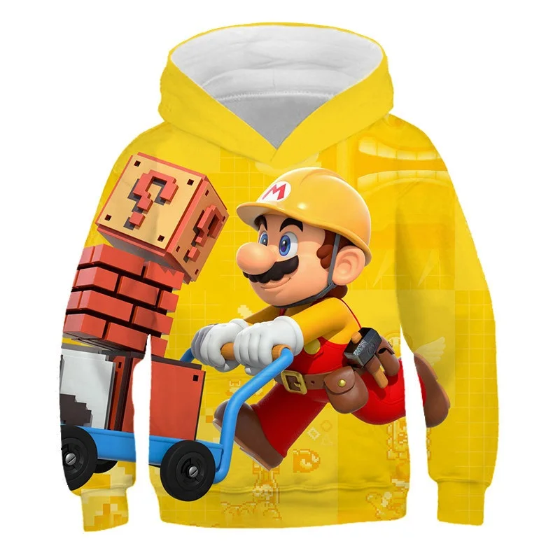 

Newest Mario game Hot sale hoodies Kids Boys Girls Long Sleeve mario funny pattern Lucky Child pullover Coat Hooded Outerwear