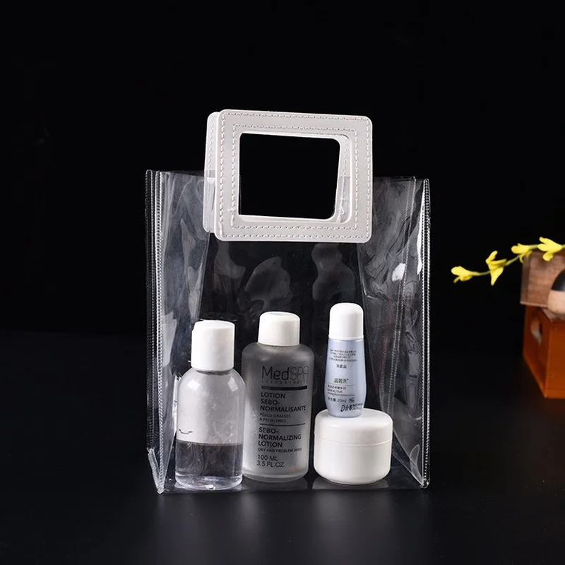 

Online Celebrities Use Transparent Tote Bag PVC Cosmetic Tote Bag Ins Wind Gift Bag Jelly Bag