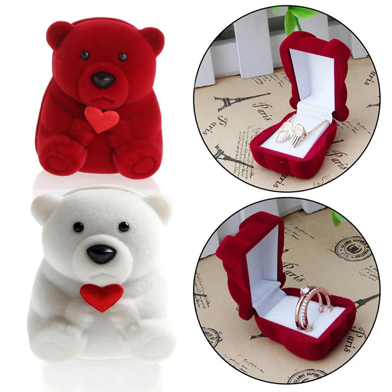 Мини милый медведь ювелирные изделия дисплей подарочные коробки для колец и