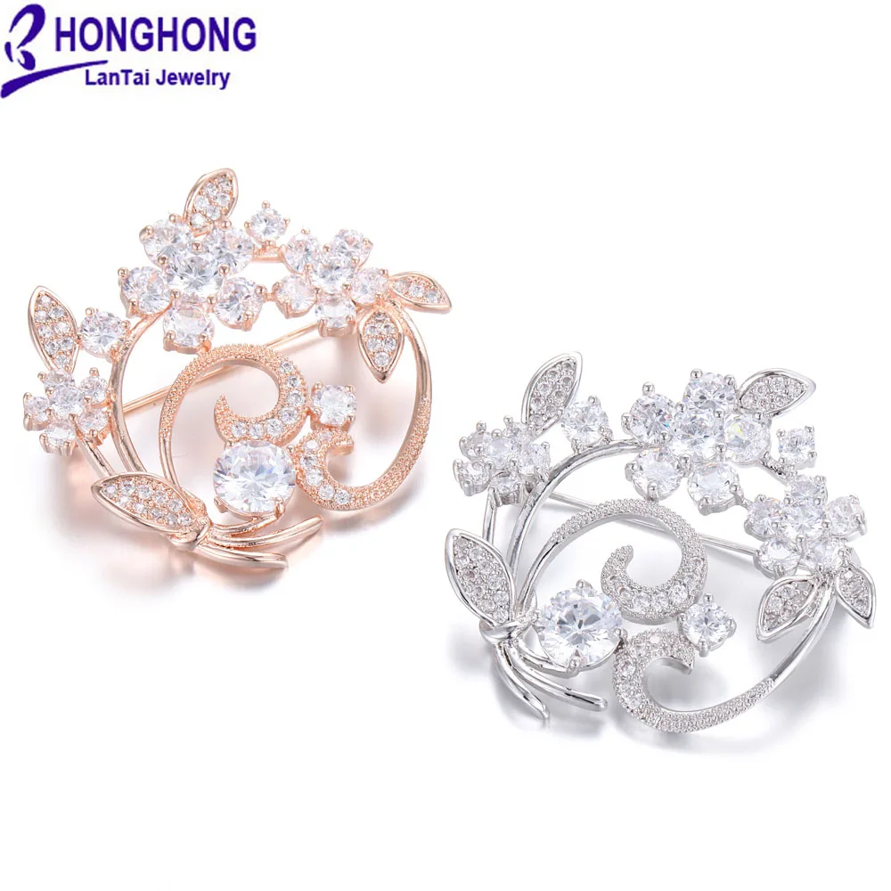 

Women’s Flower Plant 3A Artificial Zircon Brooch Luxury Silk Scarf Button High-Quality Women’s suit Brooch Jewelry Fashion Acces