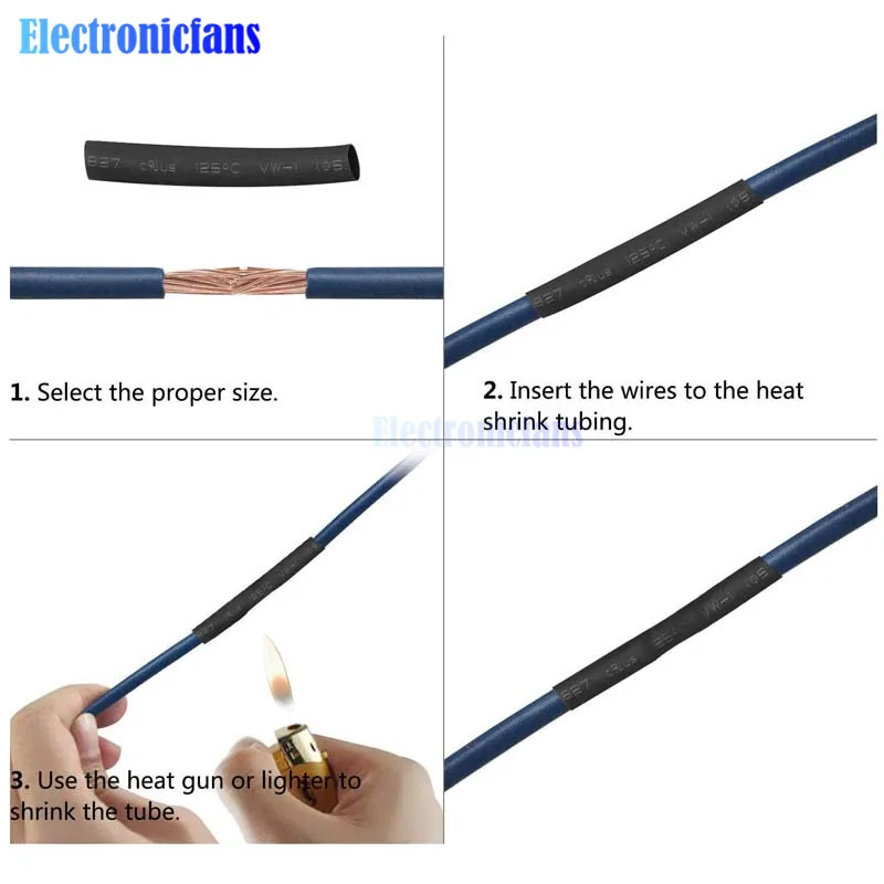 Полиолефиновая термоусадочная трубка 580 шт. с изоляцией для проводов и кабелей 2:1