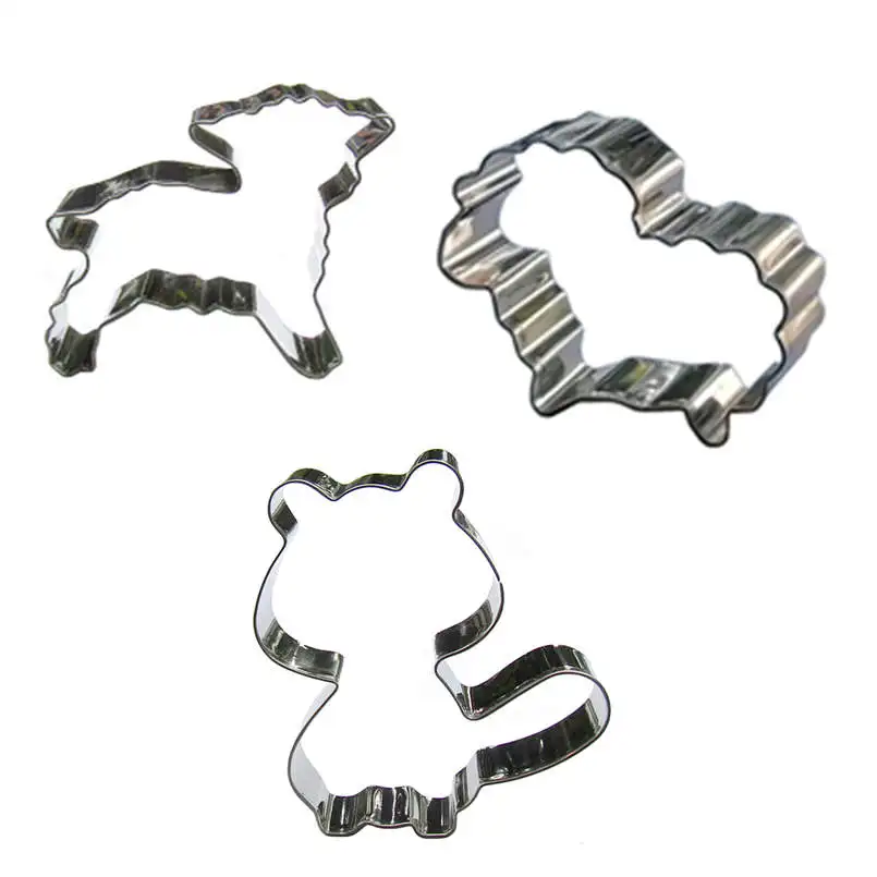 

Little Sheep,Small Raccoon,Lamb 3 Pcs Cartoon Animal Cookie Cutter Stainless Steel Baking Mould Cake Decorating Fudge Tools