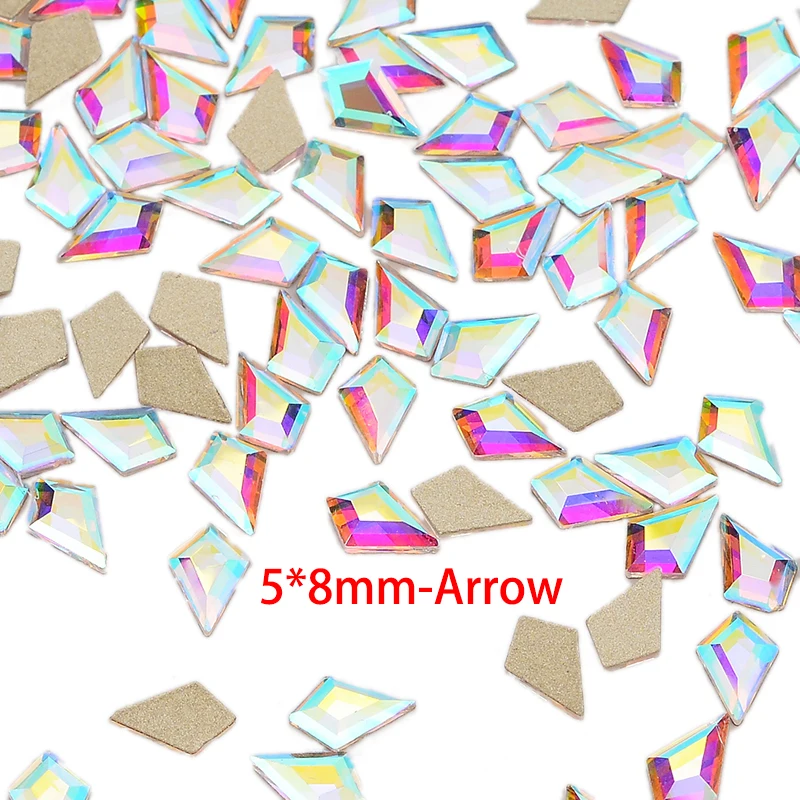 Arrow-5x8mm 30pcs Golden Back AB Color Flatbacks No-Hotfix Rhinestones CRYSTAL Nail Art Crystal Flat Back Rhinestones For Nails - Цвет: Arrow-5x8mm
