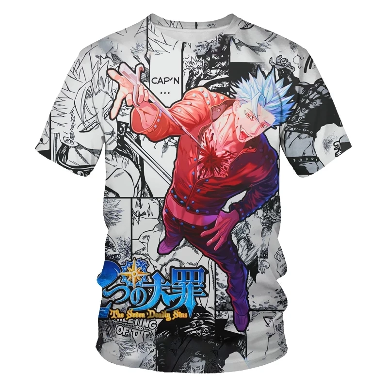 

Summer cartoon animation fashion 3D printing men's short-sleeved T-shirt hip-hop pattern street clothes loose casual round neck