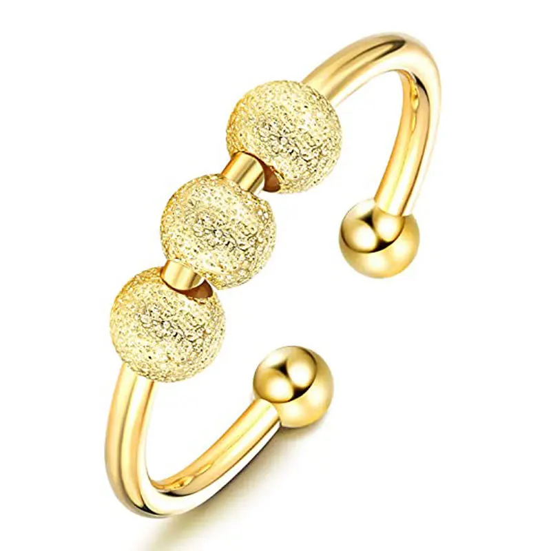 Gold-plated Frosted Open Ring Fashion Chic Jewelry Transfer Bead Finger | Rings