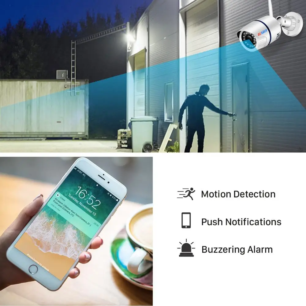 BESDER iCsee 1080P P2P Wi Fi Камера аудио записывающая IP камера Беспроводной сигнализация