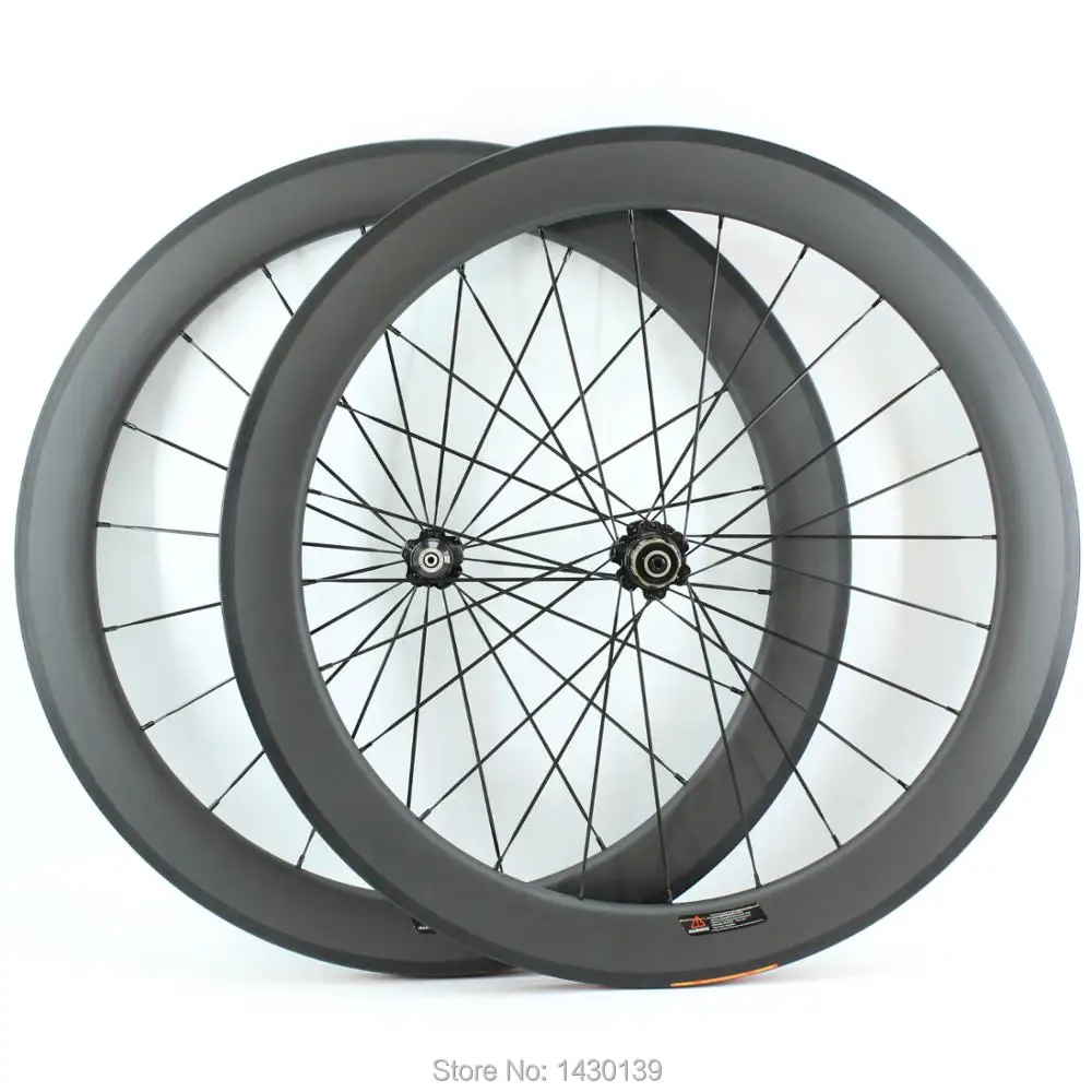 1pair New 700C 60mm clincher rims Road bike matte UD full carbon fibre bicycle wheelsets 20.5/23/25mm width aero spoke Free ship | Спорт и