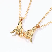 2pcs set hand in hand pinky swear couple necklace for lover palm pendant necklaces friendship women men jewelry statement gifts