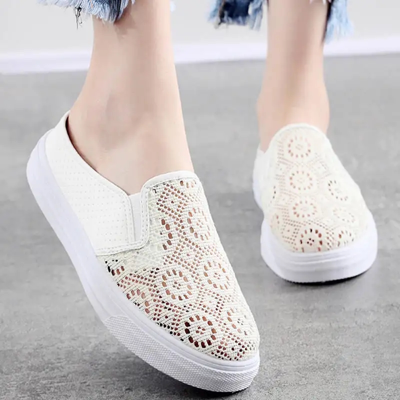 

Women Flat Shoes Zapatos De Mujer Summer 2021 Mesh Loafers Femme Tenis Feminino Casual Black White For Ladies Flats