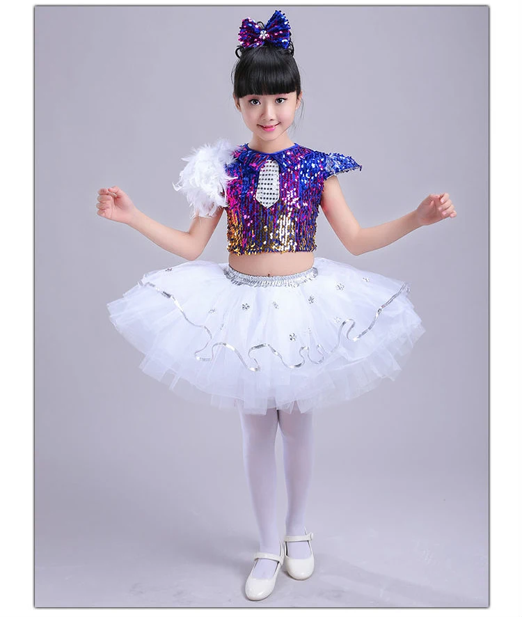 Детский сценический костюм с блестками из Горького флисового флиса газовая юбка