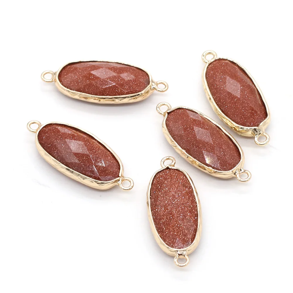 

Natural Stone Quartzs Pendant Faceted Amazonites Double Hook Connectors for Jewelry Accessories DIY Necklaces Bracelet 11x27mm