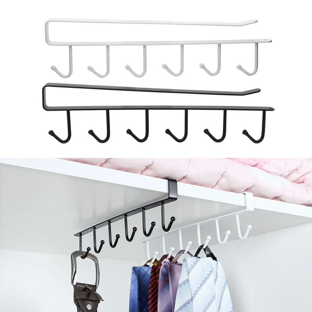 

Home Organization 6 Even Kitchen Rack Hook Cabinet Compartment Hook Wardrobe Storage Free Nail Wrought Iron