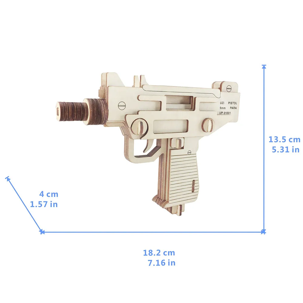 Деревянный игрушечный пистолет UZI 18 см|Пазлы| |