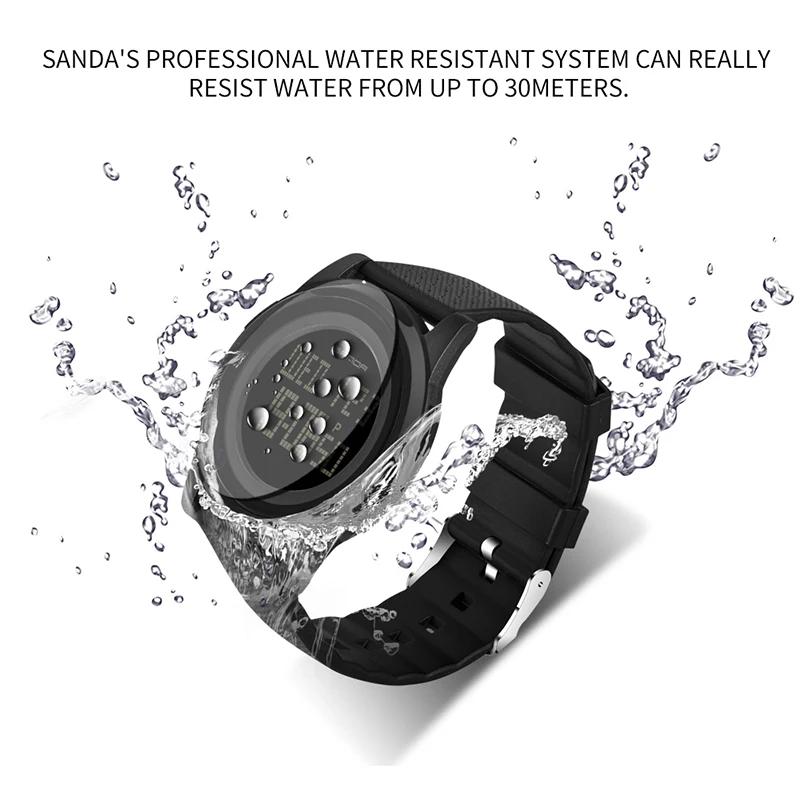 SANDA Vintage Leather Strap Sport Watch Men Brand Luxury Electronic LED Digital Wristwatch For Male Clock 337 Relogio Masculion | Наручные