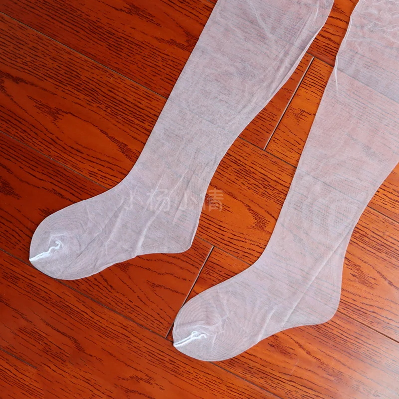 Ультратонкие колготки 0D шелковые носки белые однолинейные с длинной ногой |