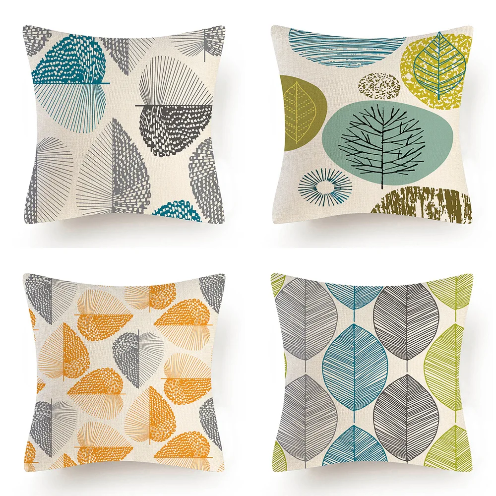 

Fashion Brife Leaves Throw Pillow Cover for Decorative Pillows Cotton Linen Plant Chair Big Sofas Cushion Covers 45x45 Almofada