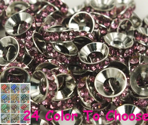 

Jmn53 10 мм фиолетовые стразы, кристалл рондели разделительные бусины Lot, Европейские Бусины с родиевым покрытием и большим отверстием