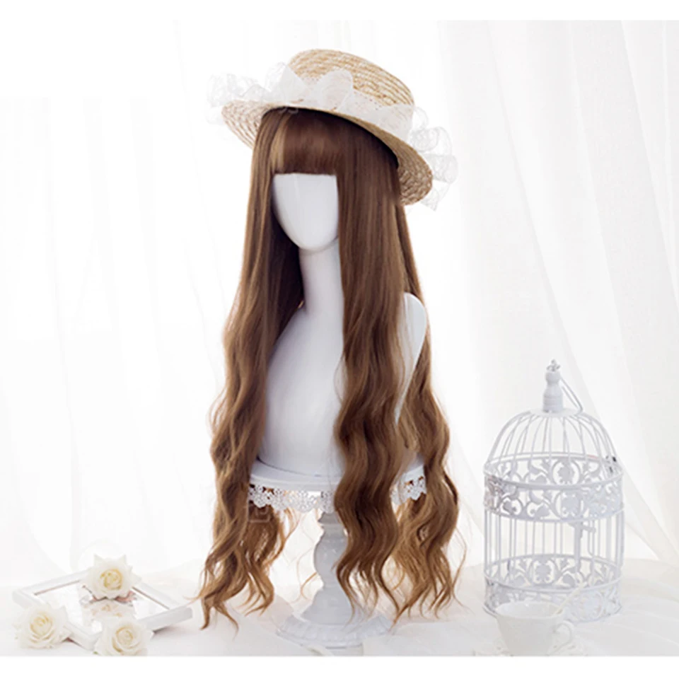 MEIFAN длинные волнистые волосы парики с челкой для женщин термостойкие