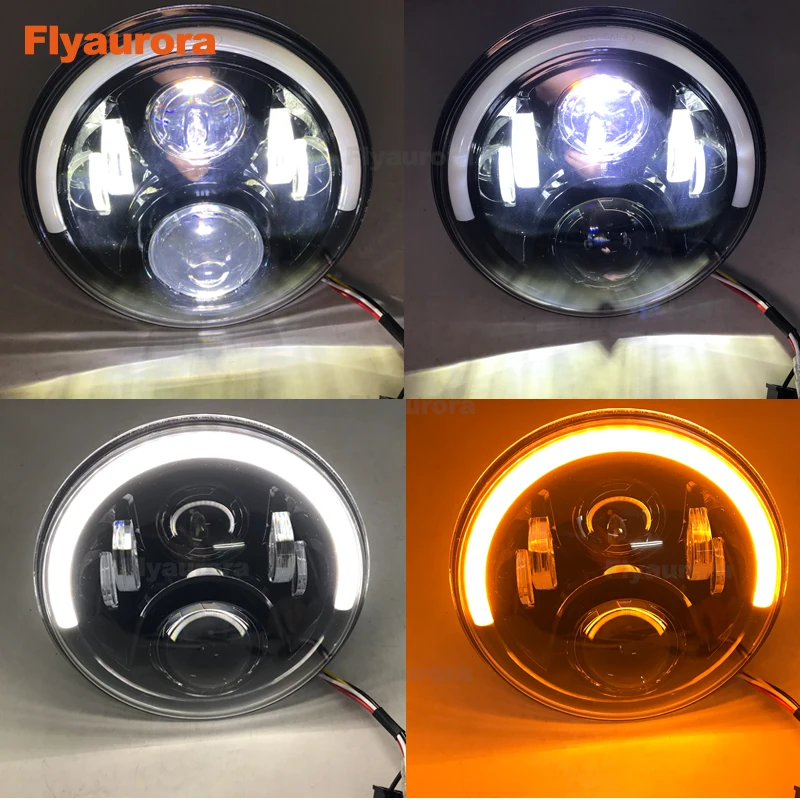 Flyaurora 7 дюймовый светодиодный фары Halo Угол Eyes DRL 12v для Wrangler JK 2 двери 2007 2008 2009 2010 2011