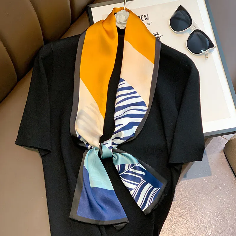 

2021 dot 100% Silk Scarf Women Neck Hairband Elegant Floral Neckerchief Bandana Scarves Female Foulard Neckerchief High Quality