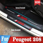 Автомобильные наклейки на порог двери для Peugeot 208, Накладка на порог двери автомобиля, накладка на педаль, отделка, аксессуары для автостайлинга