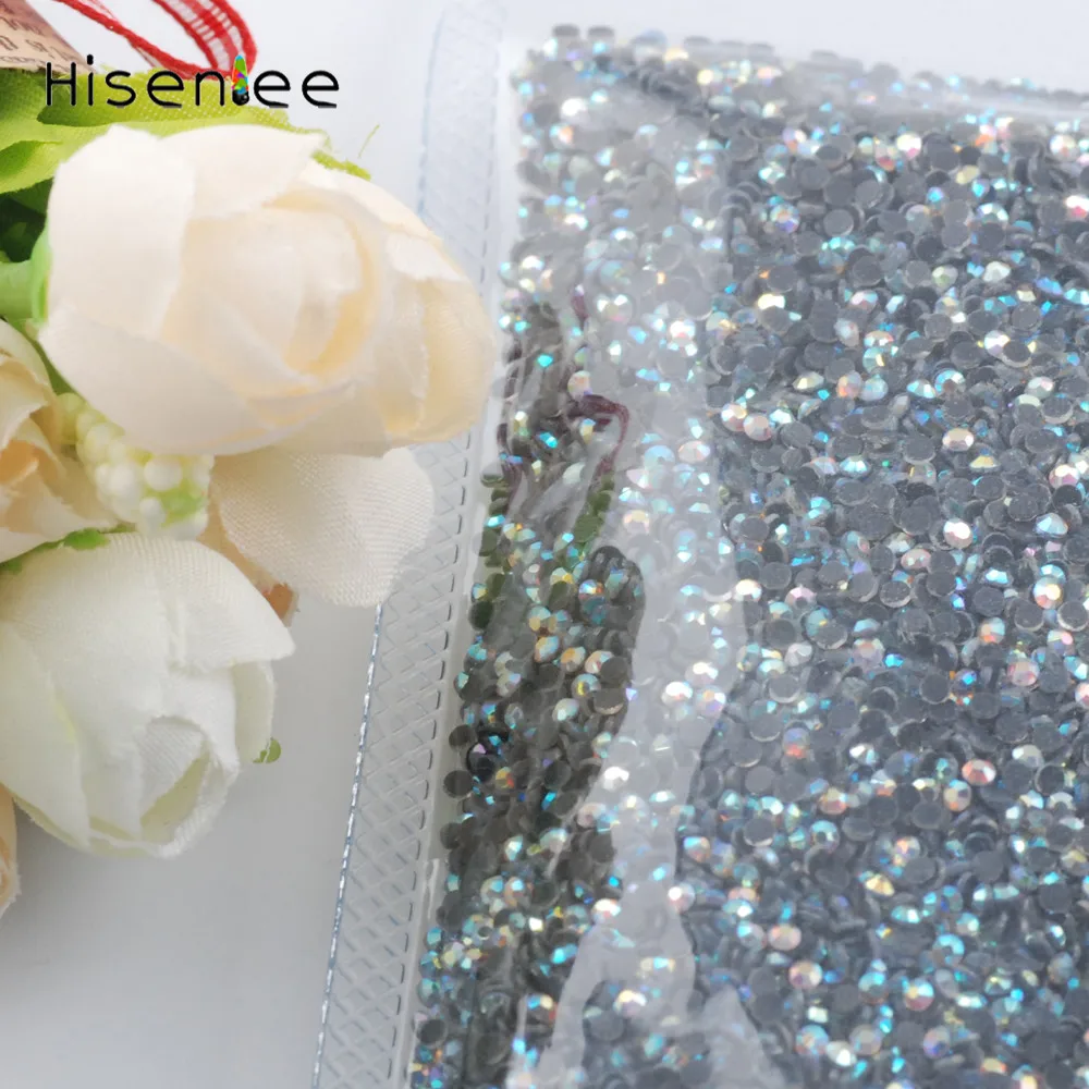 Свадебное украшение с кристаллами AB Цвет SS6 SS10 SS16 SS20 SS30 Горячая фиксация стразы с плоской задней частью для украшения одежды ручной работы