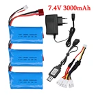 Литий-полимерный аккумулятор 2s, 18650, 7,4 В, 3000 мА  ч, для Wltoys 1242310428 12429124011240212402A, запасные части для радиоуправляемых автомобилей, зарядное устройство, 7,4 В, 2S