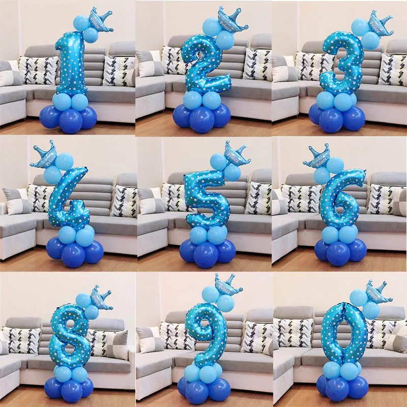 15 шт. воздушные шары с цифрами корона украшение для дня рождения детские розовые