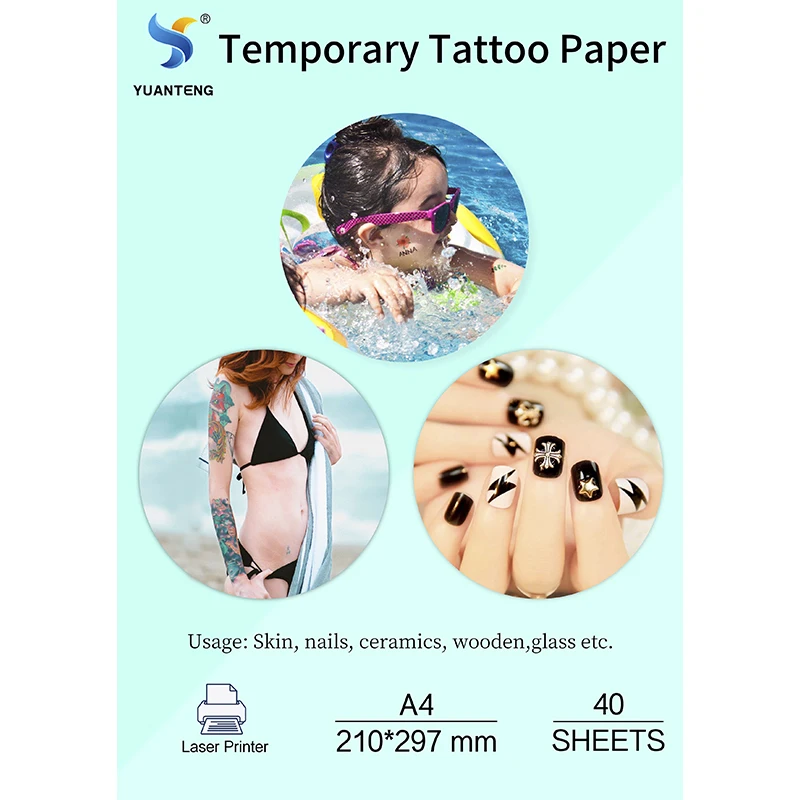 Clear Temporary Tattoo Transfer Paper Waterproof LASER Tattoo Printer Paper Printable Transfer Paper Blank for Skin DIY A4 Paper