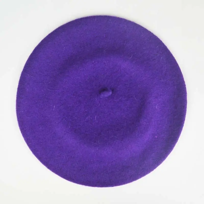 Purple Кепка для бега Женская французская шляпа Берет Шерстяная плоская беговая дорожка ветрозащитный Теплый Лыжный головной убор женские шапки спортивная бейсболка для езды и походов шляпа для гольфа - Цвет: Purple