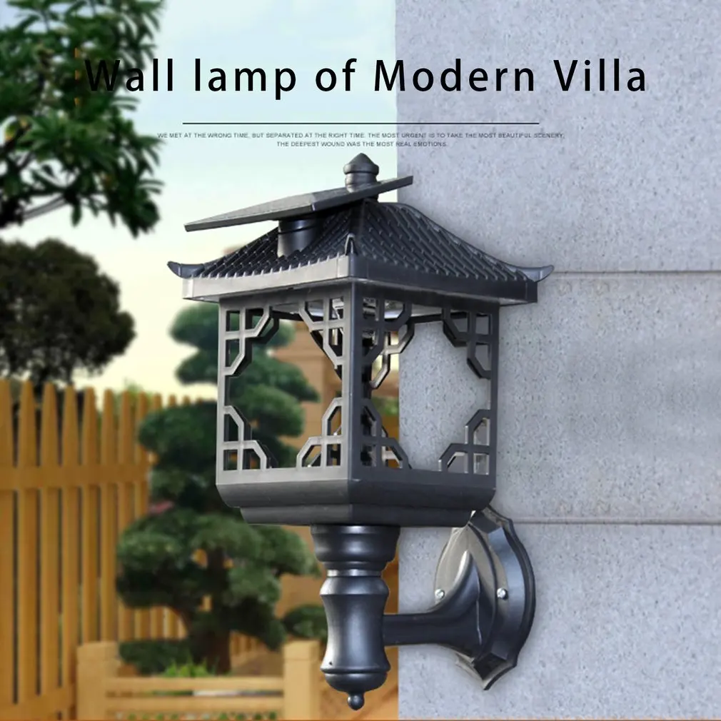 

Solar Four Corners Lamp black shell Walled Lamp Ancient Oriental Style Elegant Garden Park Courtyard Hallways