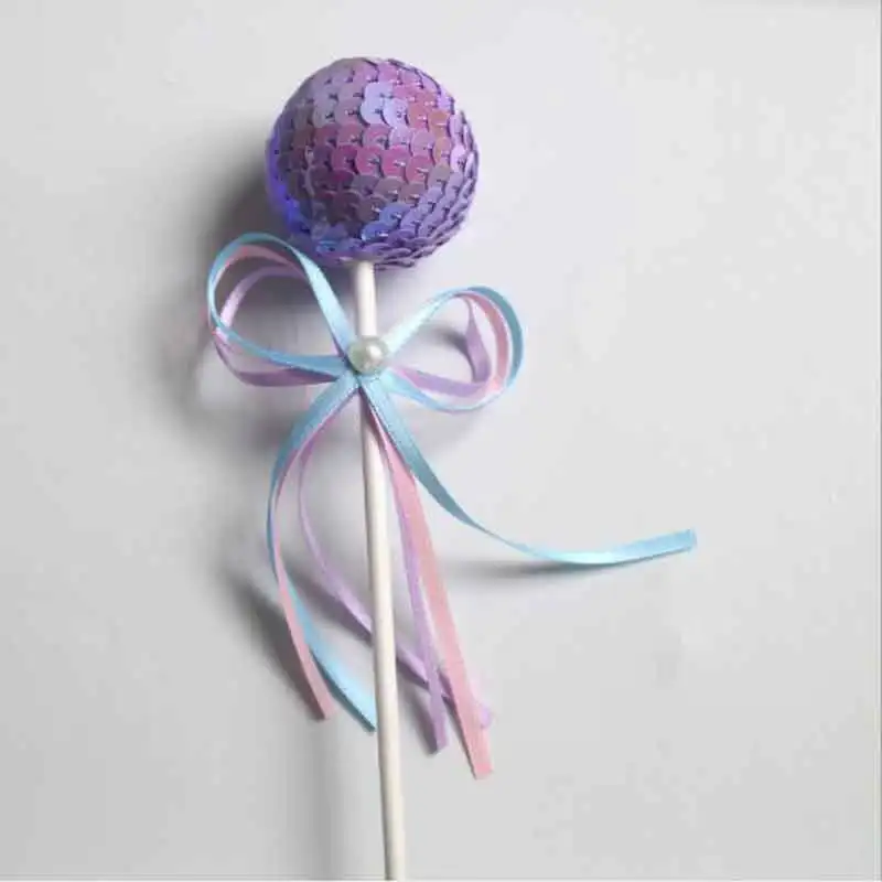 Розовый синий блестящий шар бант лента Топпер для торта на день рождения кекс