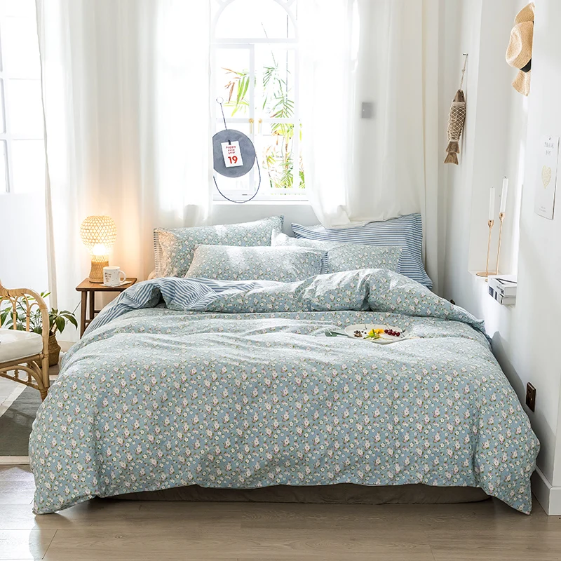 100% хлопок мягкая простыня пододеяльник набор Реверсивный комфортный чехол