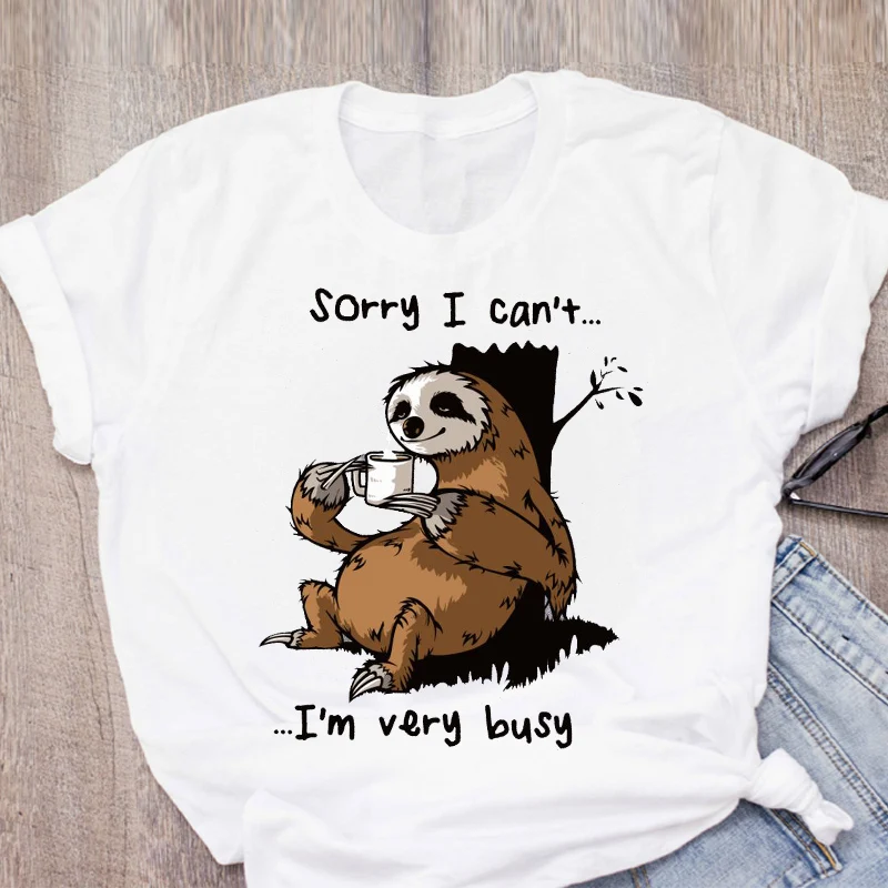 Женская летняя футболка с коротким рукавом ленивым принтом кофе|Футболки| |