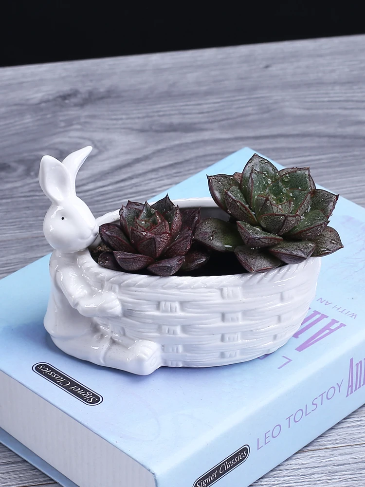 Милый кролик стиль мультфильм вазон для суккулентов керамический цветочный
