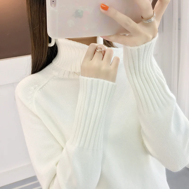 Turtleneck Sweater Womens Long Sleeve Knitted Pullovers Sweaters 2019 Autumn Winter Loose Candy colors Female Jumper Tops | Женская