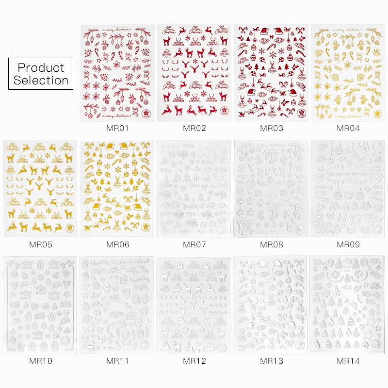 1 шт. Рождественская серия наклейки золотого и серебряного цвета для дизайна