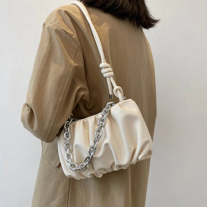 

Новинка лета 2021, стильные дамские сумочки на толстой цепочке в стиле ретро, повседневная сумка на плечо, однотонные сумки высокого качества ...