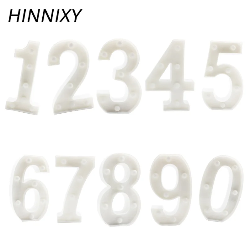 Hinnixy LED 3D Номер Украшение для вечеринки Ночная лампа 0 9 с арабскими цифрами