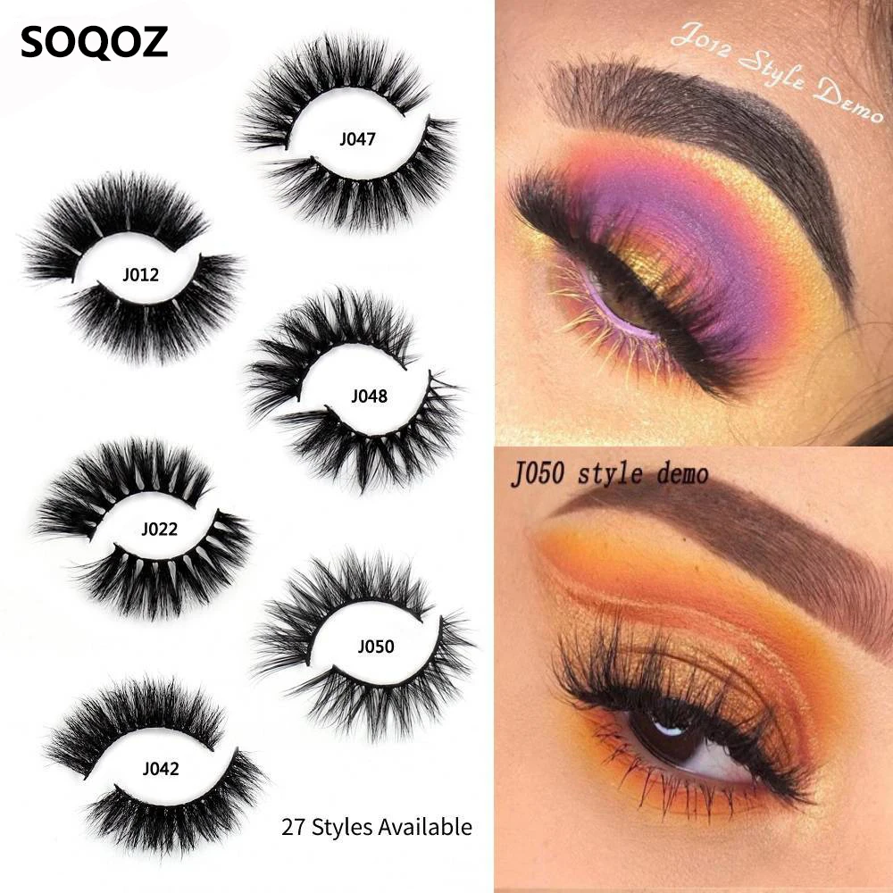 

SOQOZ Eyelashes 3D Mink Lashes Thick Fluffy False Eyelashes Cruelty Free Mink Eyelashes Volume Dramatic Eyelashes Makeup