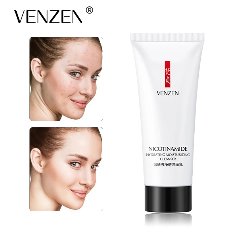 

VENZEN Nicotinamide Amino Acid Face Cleanser Brightening Hydrating Oil Control Blackhead Remover Nourishing Skin Care