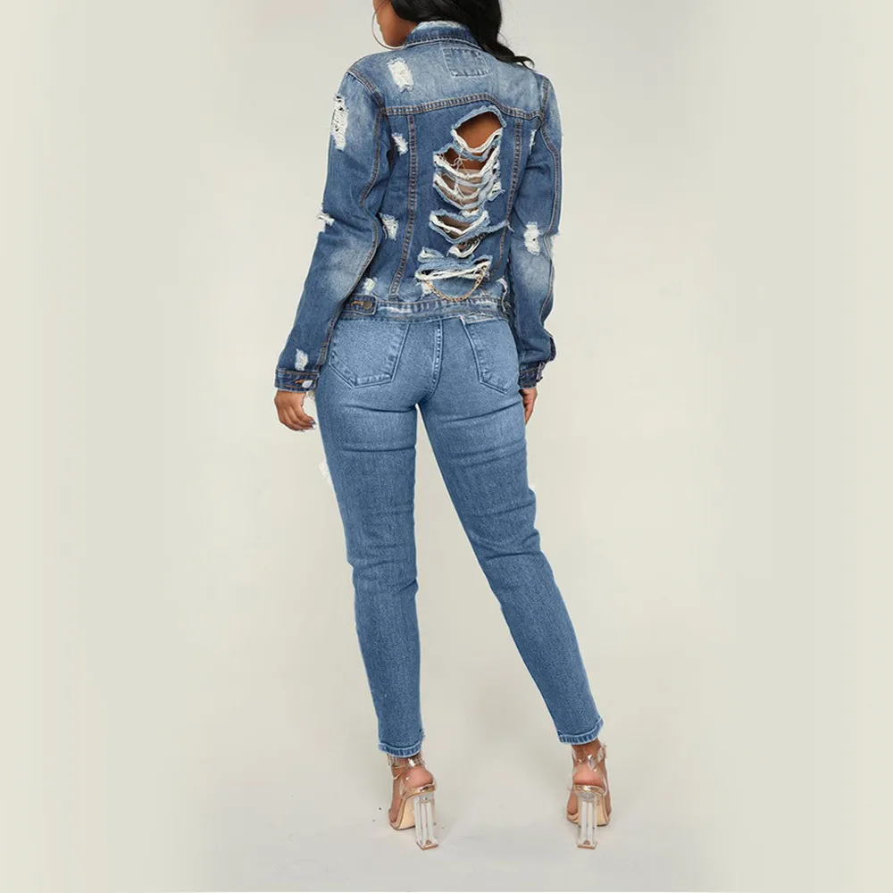 JAYCOSIN Women Clothes Jeans Sexy Skinny Elastic Denim Trousers For Girls Casual Hole Ripped Distressed Pencil Femme 2020 | Женская