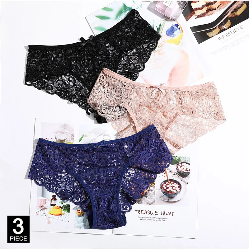 3 шт. женские прозрачные трусы кружевное дышащее нижнее белье|Женские трусики| |