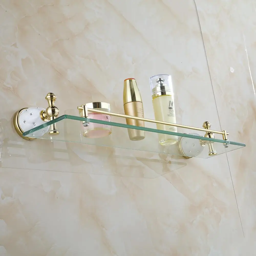 Полки для ванной комнаты твердая латунь золотой душ настенный держатель шампунь