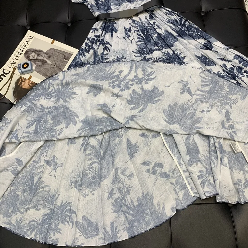 

2021 new women fashion short-sleeved lapel tie pleated waist dress 0324