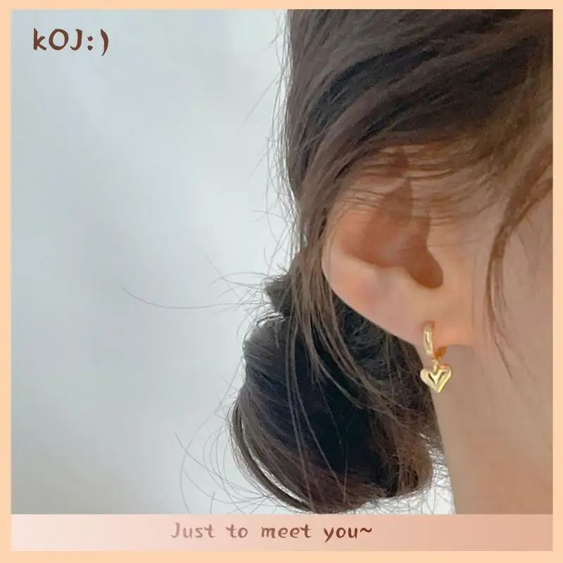 

KOJ 925 Sterling Silver Glossy Small Love Heart Hoop Earring For Women 2021 Wedding Jewelry Gift Piercing Earings Korean Brincos
