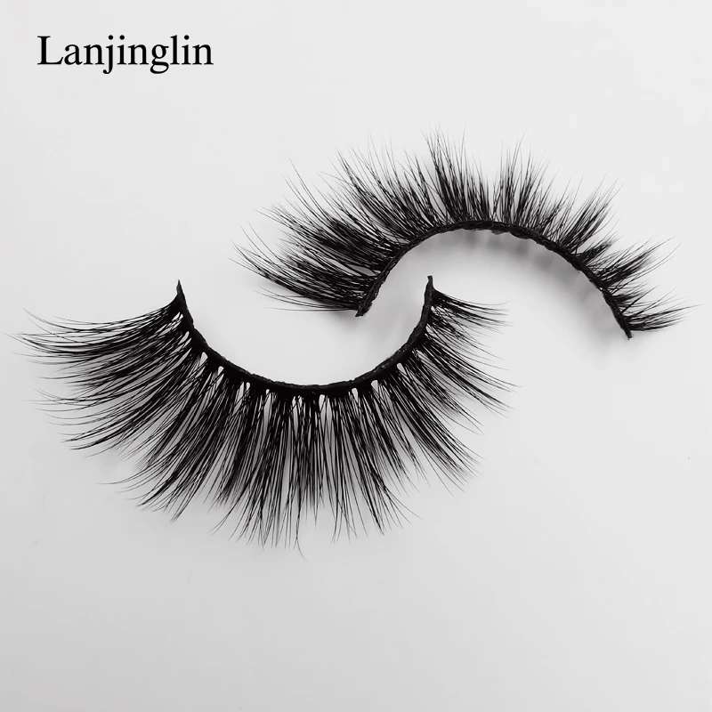 LANJINGLIN, 1 пара, 3d, норковые ресницы, ручная работа, Полоска, ресницы, накладные натуральные, искусственные ресницы, норковые ресницы, безвредный макияж