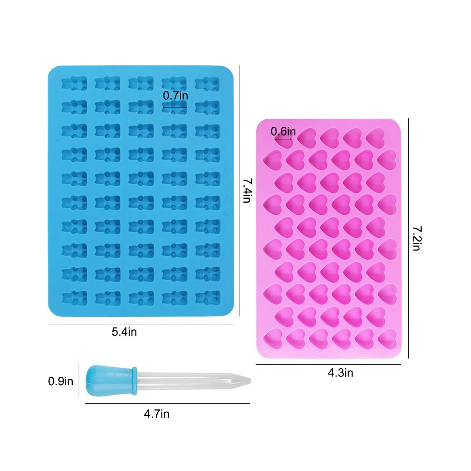 

DIY Heart Shaped 3D Silicon Chocolate Jelly Candy Cake Bakeware Mold 55 Holes Pastry Bar Ice Block Soap Mould Baking Tools