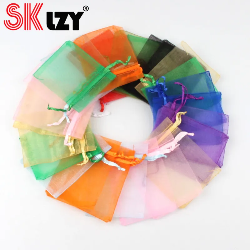 

50PCS 5/7/9 / 13CM Candy Color Jewelry Storage Bag Organza Gift Bag Christmas Wedding Gift Packaging Display Bag