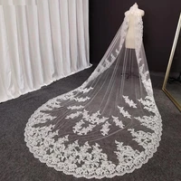real photos cathedral wedding veil with comb soft tulle 3 meters 10ft long white ivory bridal veil wedding accessories